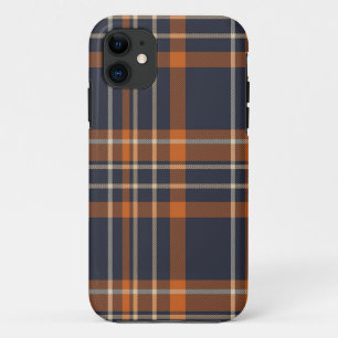 capinha de iPhone xadrez laranja e azul