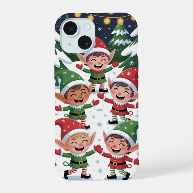 Capinha de Natal Divertida com Elfos para iPhone / (Verso)