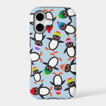 Capinha de telefone colagem de um monte de pinguin