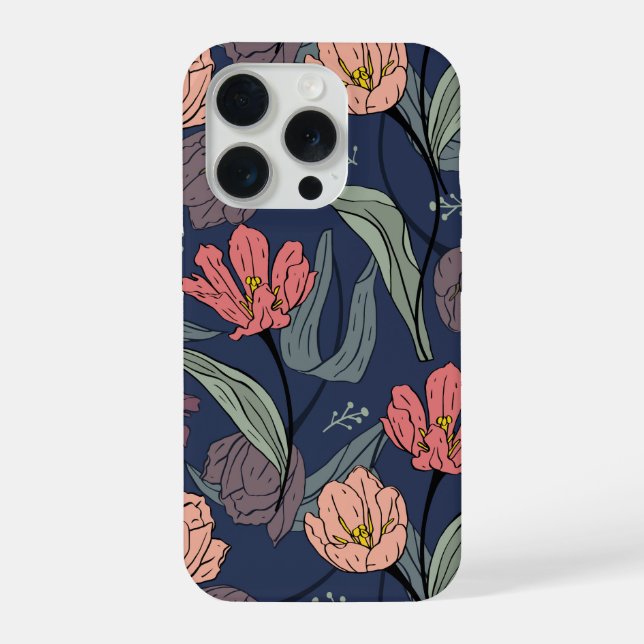 Capinha de telefone com estampa de tulipas florais (Verso)