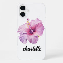 capinha de telefone com flor de hibisco rosa e rox