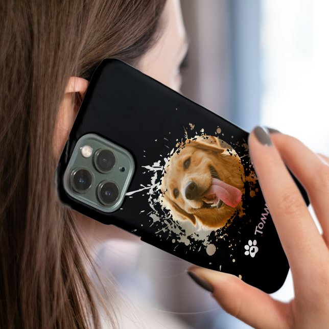 Capinha de Telefone com Foto & Nome de Pet Persona (Custom Pet Photo & Name Phone Case – Modern Design)