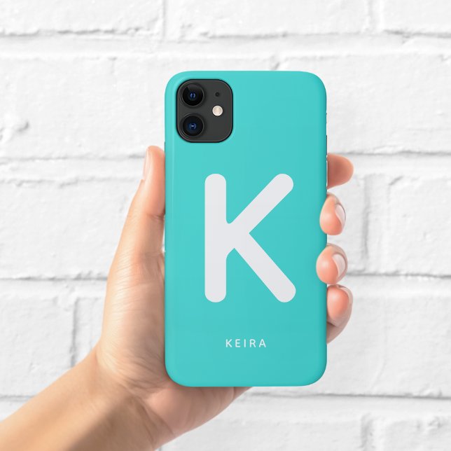 Capinha de telefone com monograma Aqua (Criador carregado)