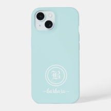 Capinha de Telefone com Monograma Azul e Nome Pers