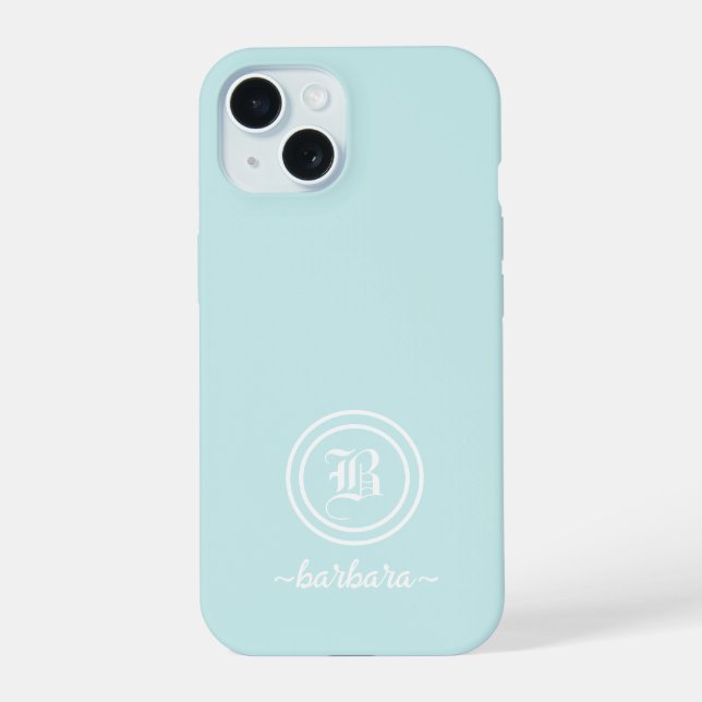 Capinha de Telefone com Monograma Azul e Nome Pers (Verso)