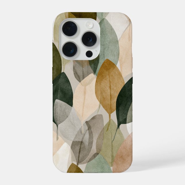 Capinha de telefone com padrão de folhas botânicas (Verso)