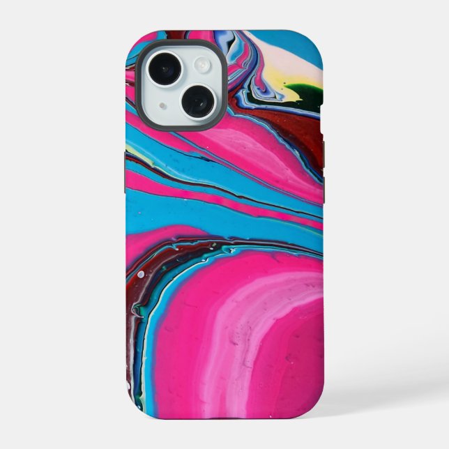 Capinha de telefone com tinta rosa e azul (Verso)