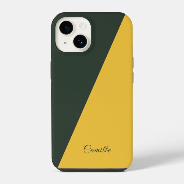 Capinha de Telefone Dourada e Verde Floresta com D (Verso)