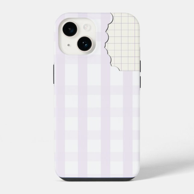 Capinha de Telefone Estético Gingham Lavanda Iphon (Verso)