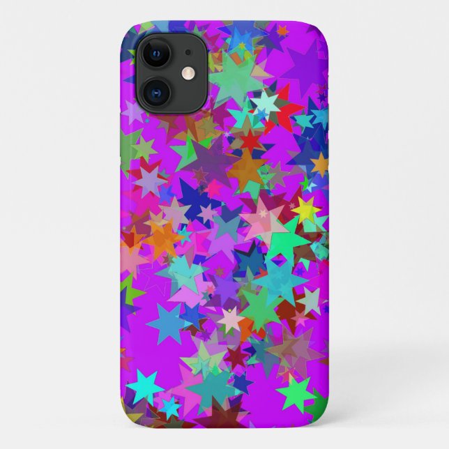 capinha de telefone estrelas psicodélicas colorida (Verso)