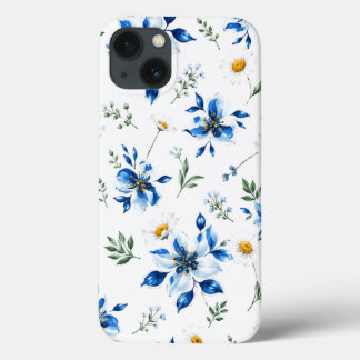 Capinha de telefone floral azul.