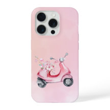 Capinha de Telefone Floral Scooter Rosa