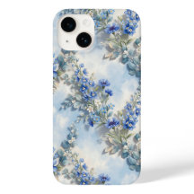 Capinha de Telefone Jardim Botânico Floral Azul Vi