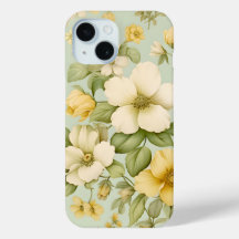 Capinha de Telefone Jardim Floral Amarelo Vintage