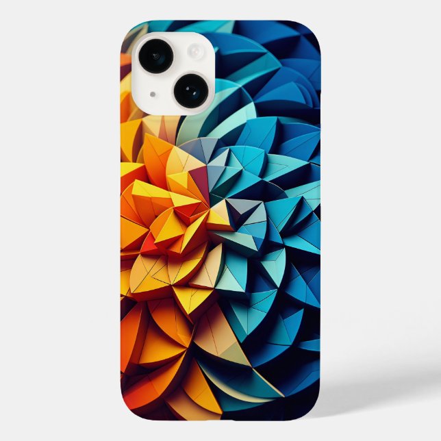 Capinha de Telefone Lotus Geométrico 3D Moderno Az (Verso)