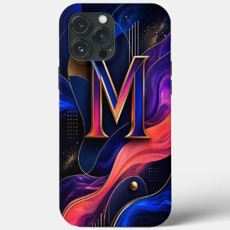 Capinha de Telefone M Inicial Abstrata Moderna, Az