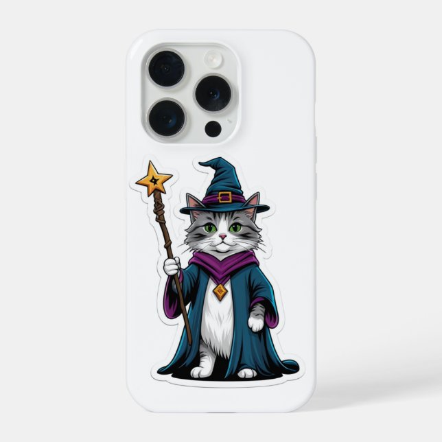 Capinha de telefone Mini gato feiticeiro com cajad (Verso)
