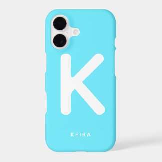 Capinha de Telefone Monograma Azul Ciano Elétrico