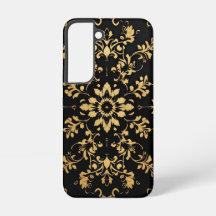 Capinha de telefone preta com padrão amarelo estil