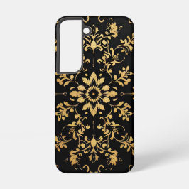 Capinha de telefone preta com padrão amarelo estil