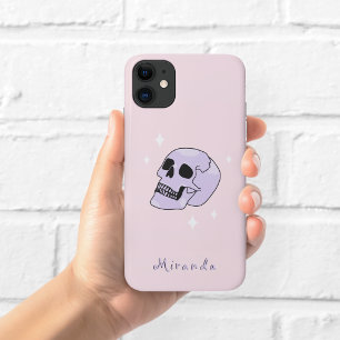 Capinha de Telefone Rosa Caveira Bruxa