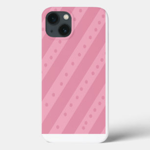 Capinha de telefone rosa com listras e bolinhas