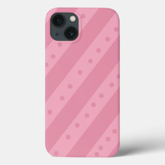 Capinha de telefone rosa com listras e bolinhas
