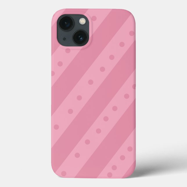 Capinha de telefone rosa com listras e bolinhas (Verso)