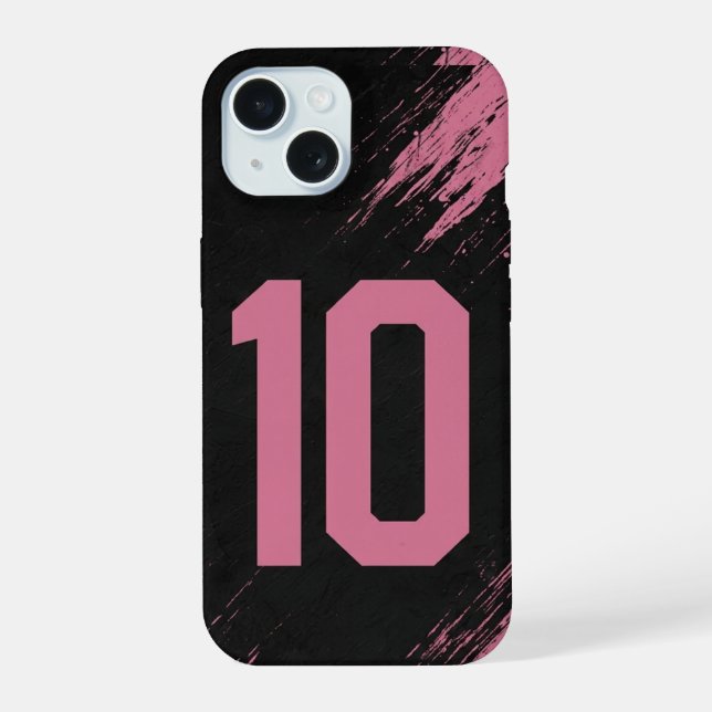 Capinha de Telefone Rosa e Preta Personalizada Núm (Verso)