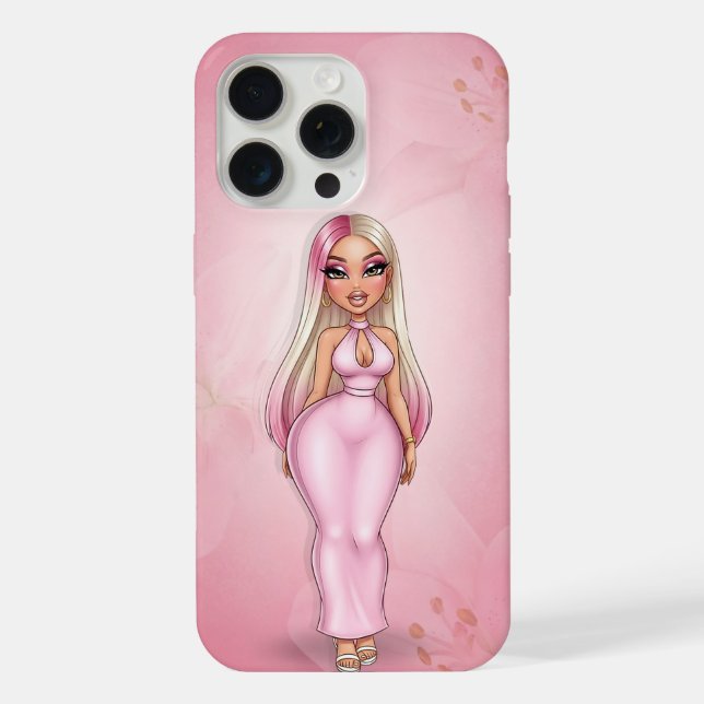 Capinha de Telefone Rosa Glamour Personalizada (Verso)