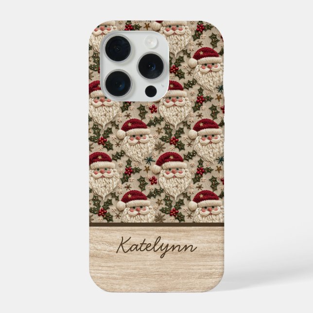 Capinha de Telefone Santa 3D Bordada | Personaliza (Verso)