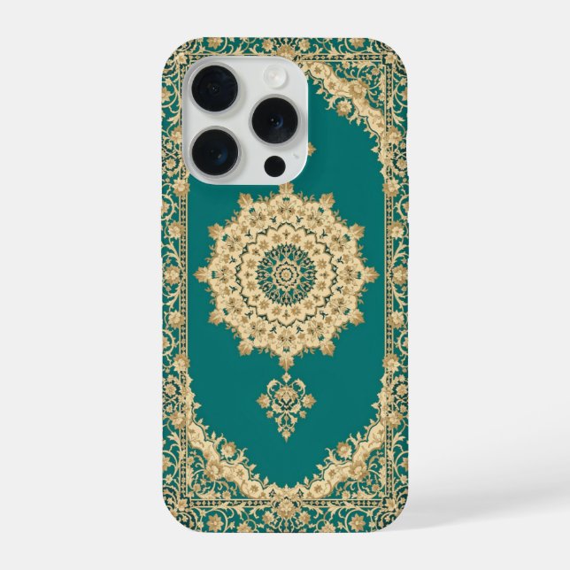 Capinha de Telefone Tapete Persa Turquesa – Borda  (Verso)