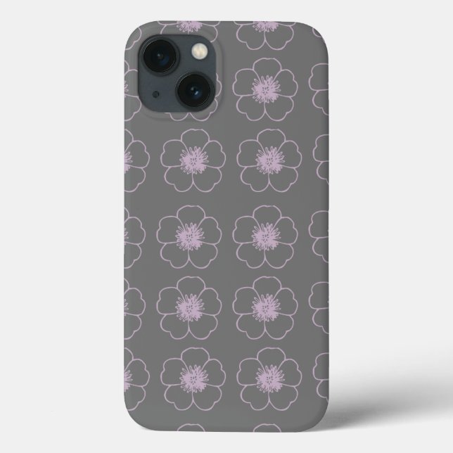 capinha floral rosa e cinza para iphone 13 (Verso)