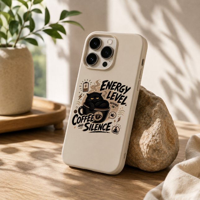 Capinha Funny Black Cat Coffee para iPhone 15 Pro  (Black Cat Coffee Iphone Case)