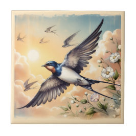 Capistrano Barn Swallow em Ouro Sunset