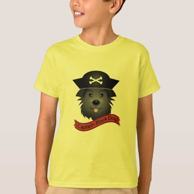 Capitão Cachorro Negro -  Básico de Camiseta para (Frente)