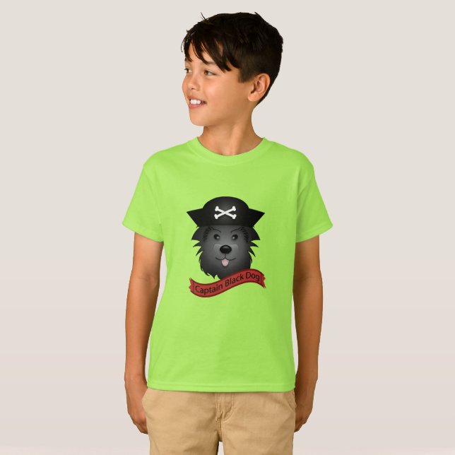 Capitão Cachorro Negro - Camisa Básica Para Crianç (Frente Completa)