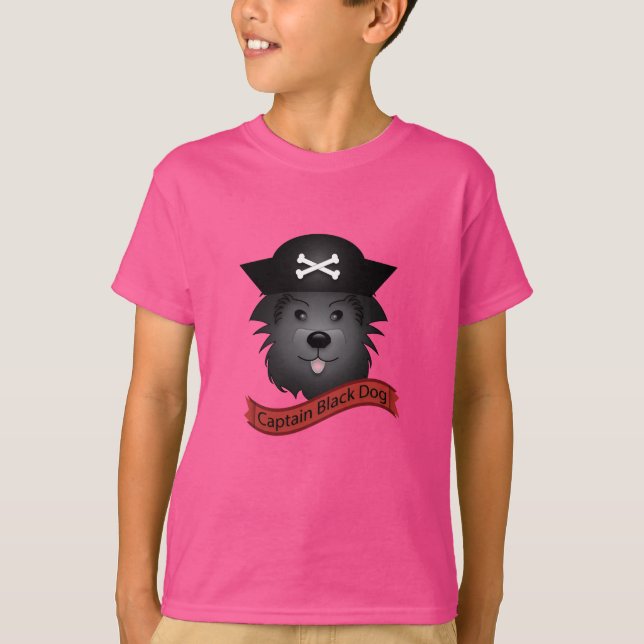 Capitão Cachorro Negro - Camisa Básica Para Crianç (Frente)