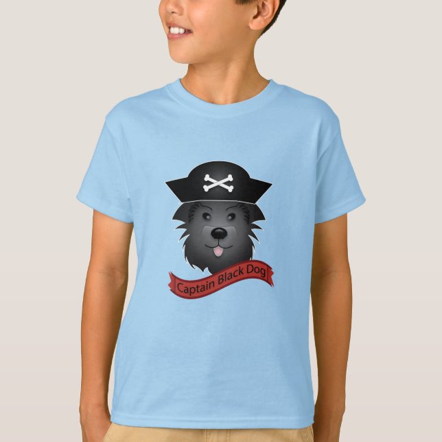 Capitão Cachorro Negro - Camisa Básica Para Crianç (Frente)