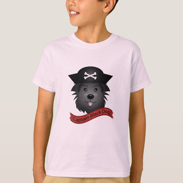 Capitão Cachorro Negro - Camisa Básica Para Crianç (Frente)