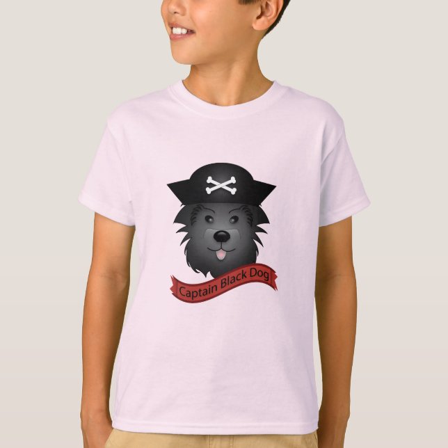Capitão Cachorro Negro - Camisa Básica Para Crianç (Frente)