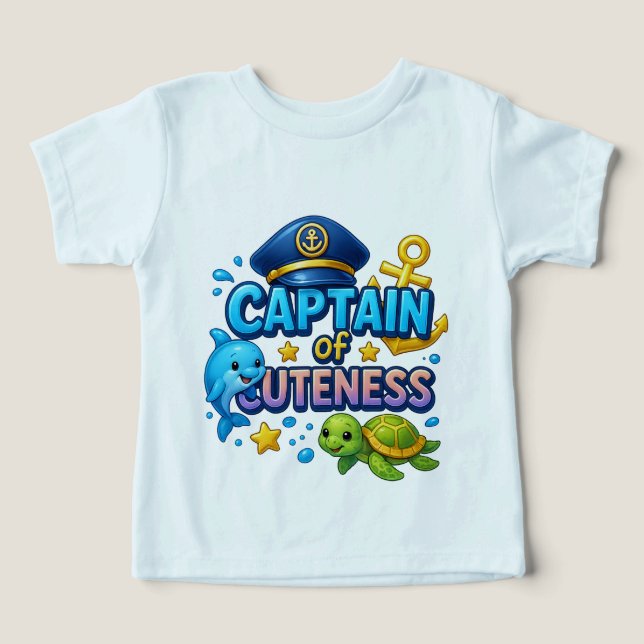 Capitão de Crianças Cuteness, Tee Náutica (Design frontal)