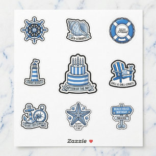 Capitão do Dia Adesivos de Aniversário Listrados d