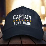 Capitão Náutico Seu Nome De Barco Boné Bl<br><div class="desc">Capitão náutico Nome do seu barco Boné personalizado Azul escuro</div>