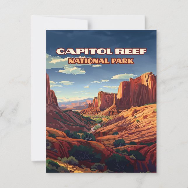 Capitol Reef National Park Utah Desert Retro Card (Frente)