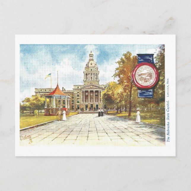 Capitólio Vintage de Nebraska com cartão postal (Frente)