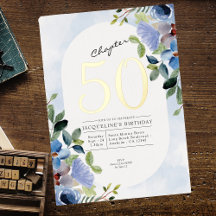 Capítulo 50 Floral Azul Aniversário de 50 anos Dou