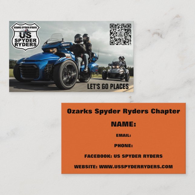 Capítulo Ozarks Spyder Ryders - Cartões de Visita  (Frente/Verso)