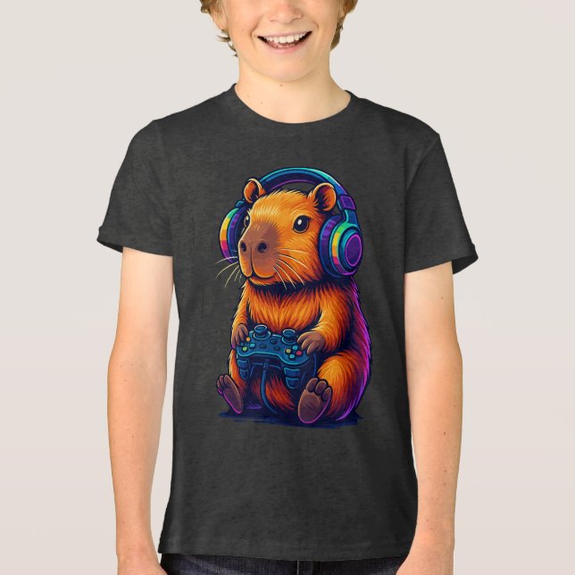 Capivara Gamer Fofa — com Fone de Ouvido e Control (Frente)