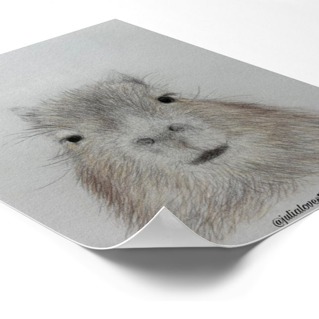 Capivara | Impressão de Arte de Desenho a Lápis Fo (Borda)